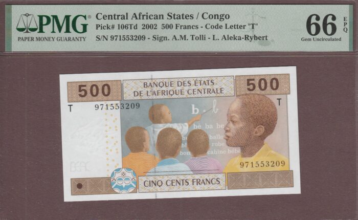 Central African States (Congo) B106Td1/P106Td1 (paper substrate) UNC PMG-66 EPQ