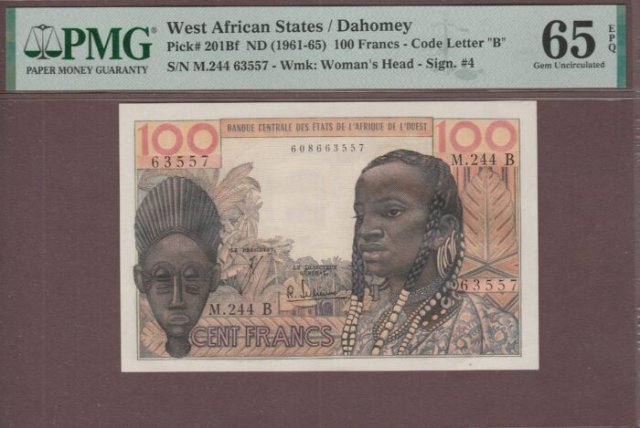 West African States (Benin) B106Bf/P201Bf UNC PMG-65 EPQ