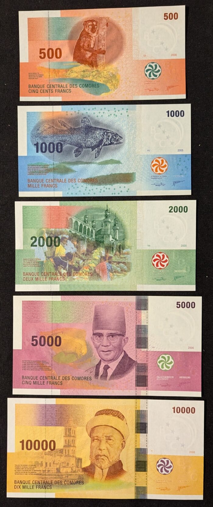 Comoros set of 5 - B306c-310c/P15c-19c UNC