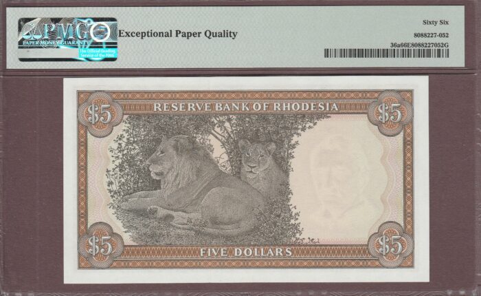 Rhodesia B109b/P36a (Rhodes watermark)1976 PMG-66 EPQ - Image 2