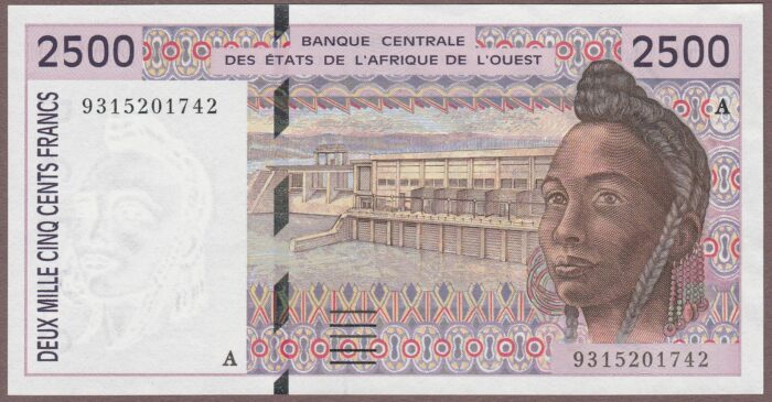 West African States (Ivory Coast) 1993 B117Ab/P112Ab AU-Unc (counting marks)