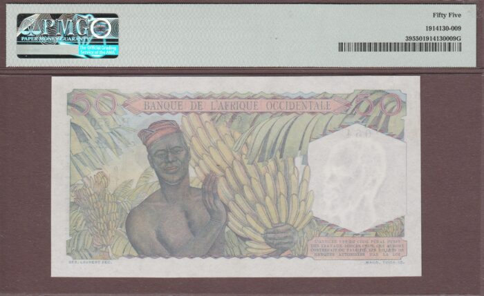 French West Africa 6-1-1948 B123c/P39 AU PMG-55 - Image 2