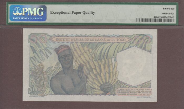 French West Africa 5-10-1955 B301a/P44 Unc PMG-64 EPQ - Image 2