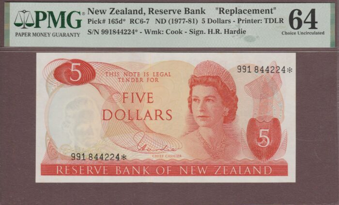 New Zealand REPLACEMENT B112dz/P165d* Hardie Unc PMG-64