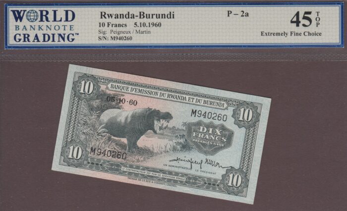 Rwanda-Burundi B102b/P2 XF WBG-45 TOP