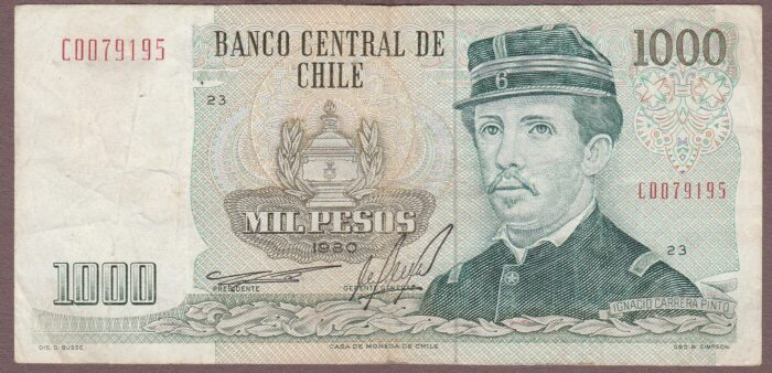 Chile B290c/P154a 1980 F-VF (pinholes)